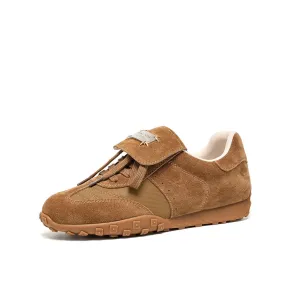BeauToday Retro Neutral Tennis Trainers Stylish Suede Sneakers Flats for Women