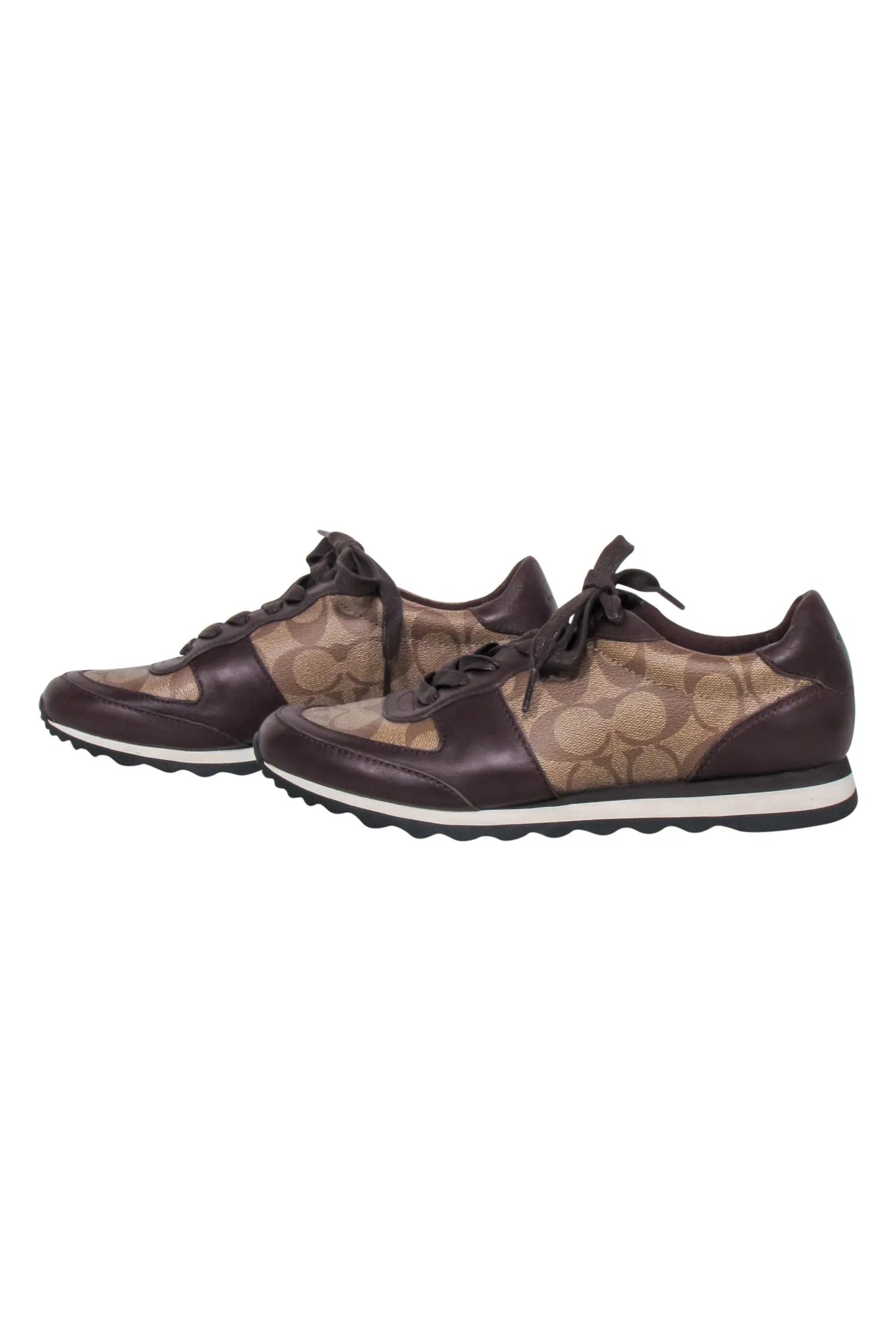 Coach - Brown Monogram Lace Up Sneakers Sz 8