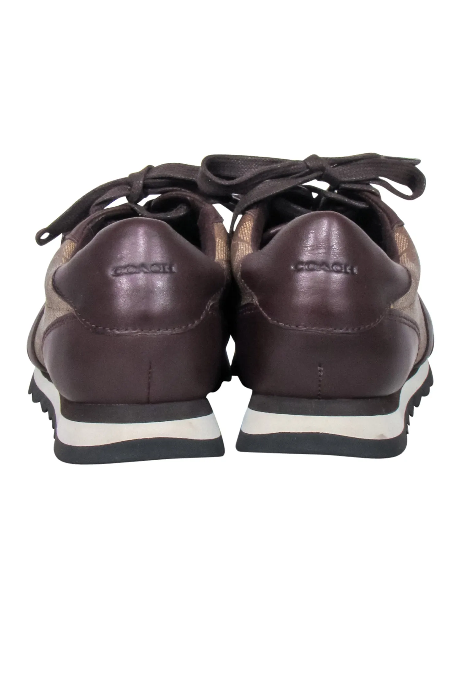 Coach - Brown Monogram Lace Up Sneakers Sz 8