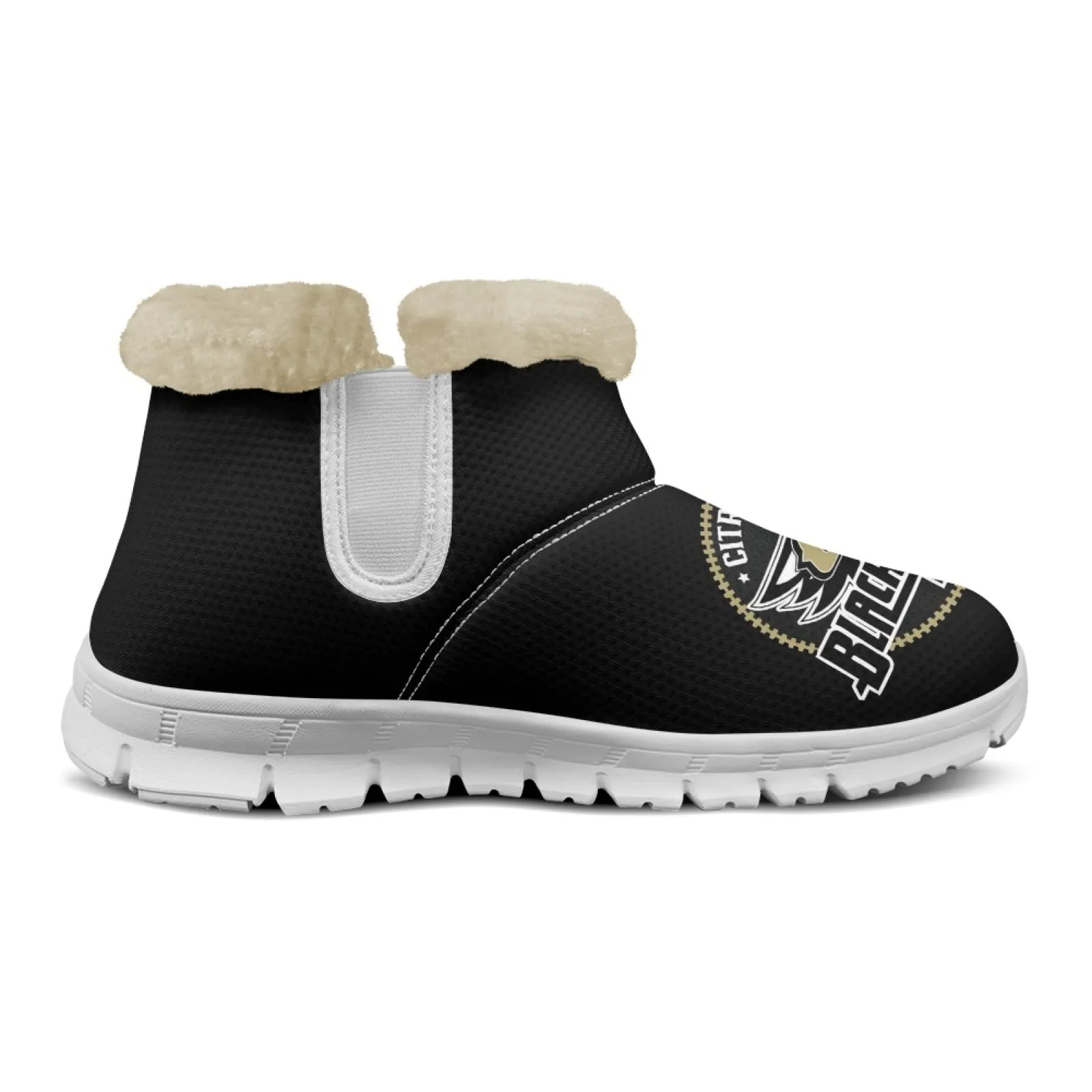 CVHS Blackhawks & CV Logo Comfy Furry Boots Black Blackhawk Gold