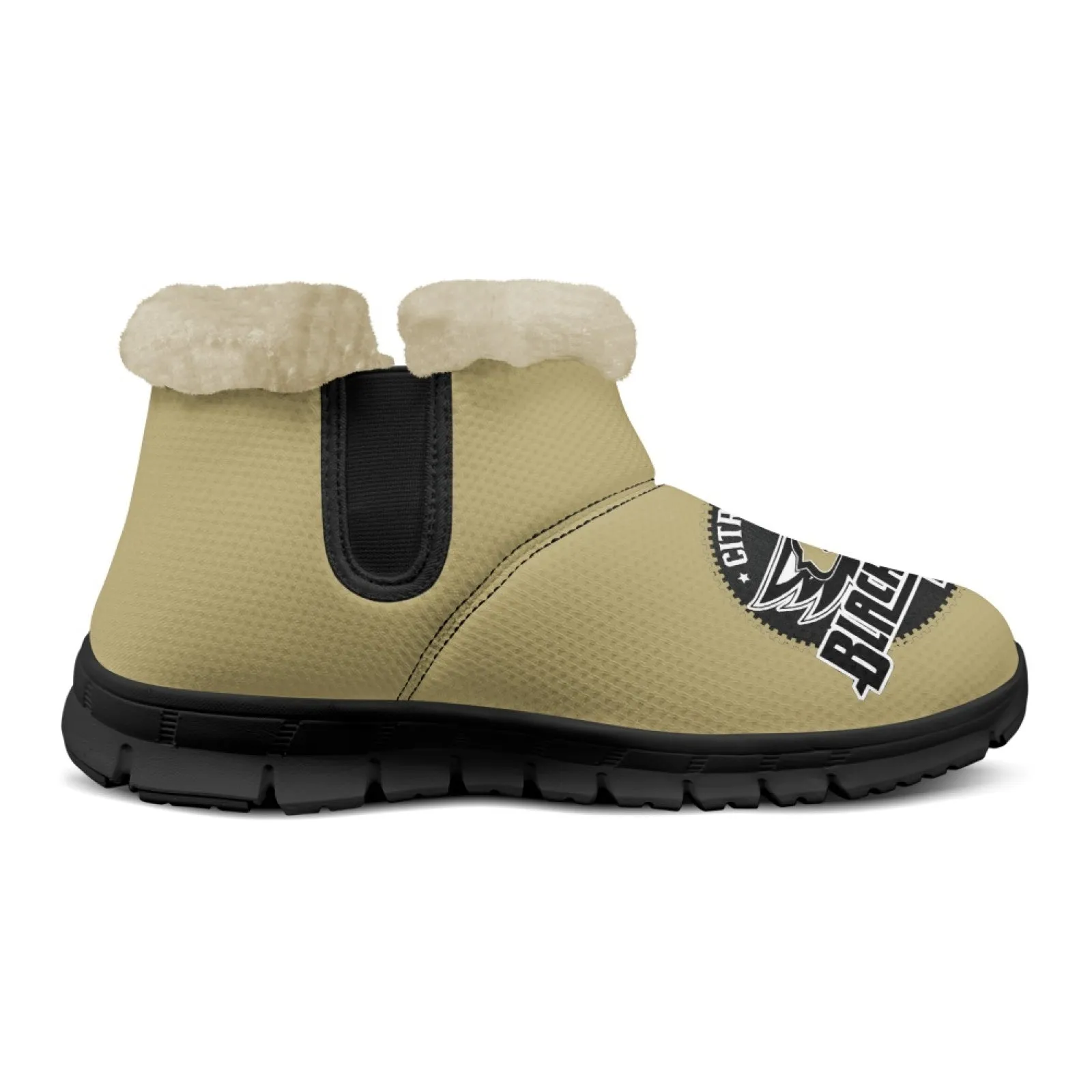 CVHS Blackhawks & CV Logo Comfy Furry Boots Black Blackhawk Gold