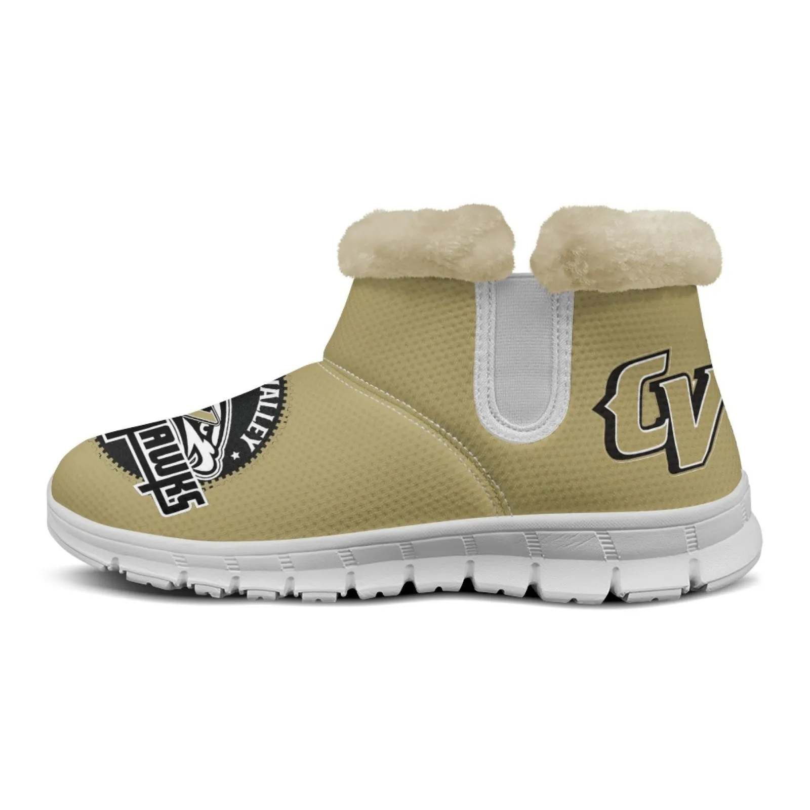 CVHS Blackhawks & CV Logo Comfy Furry Boots Black Blackhawk Gold