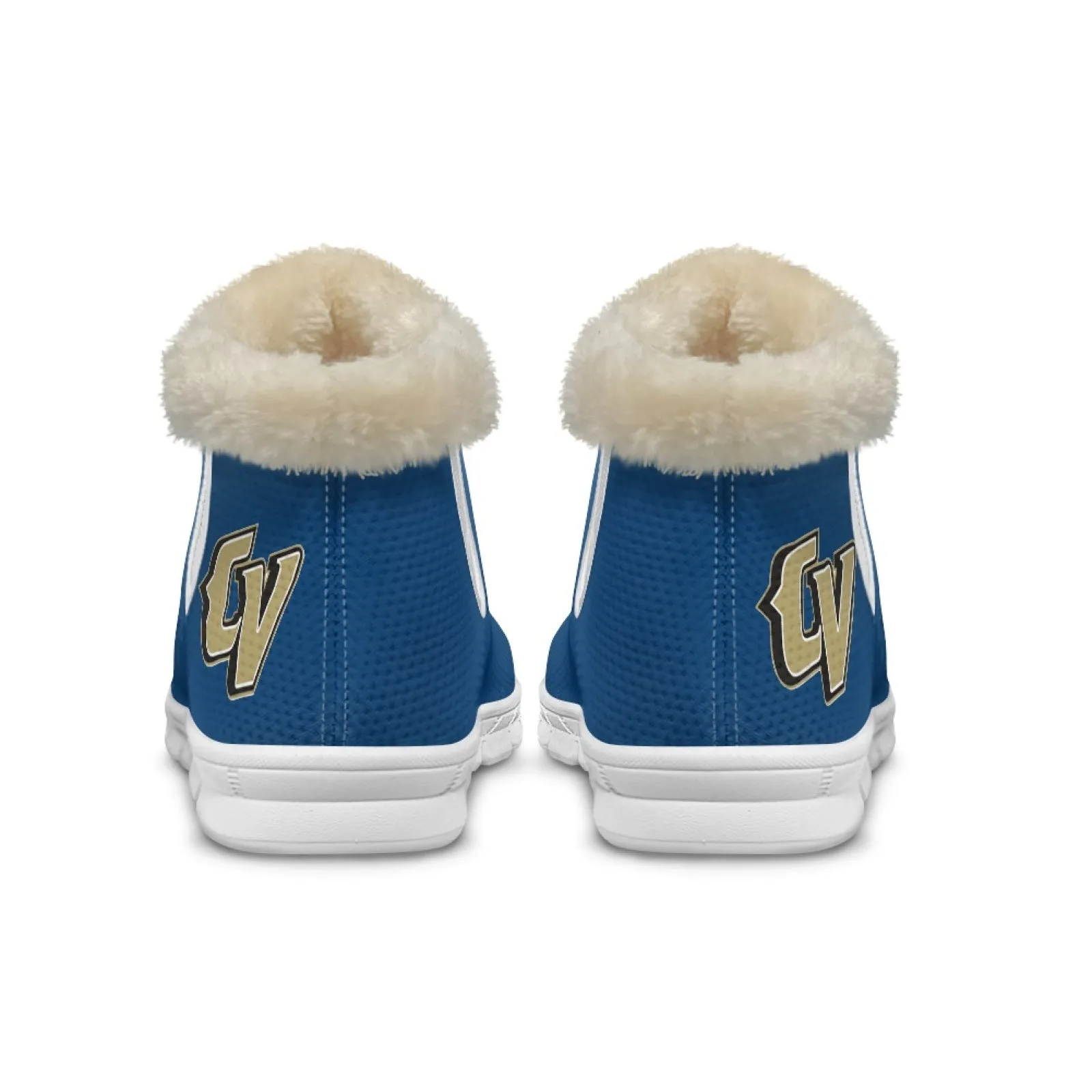 CVHS Blackhawks & CV Logo Comfy Furry Boots Dodger Blue Pink