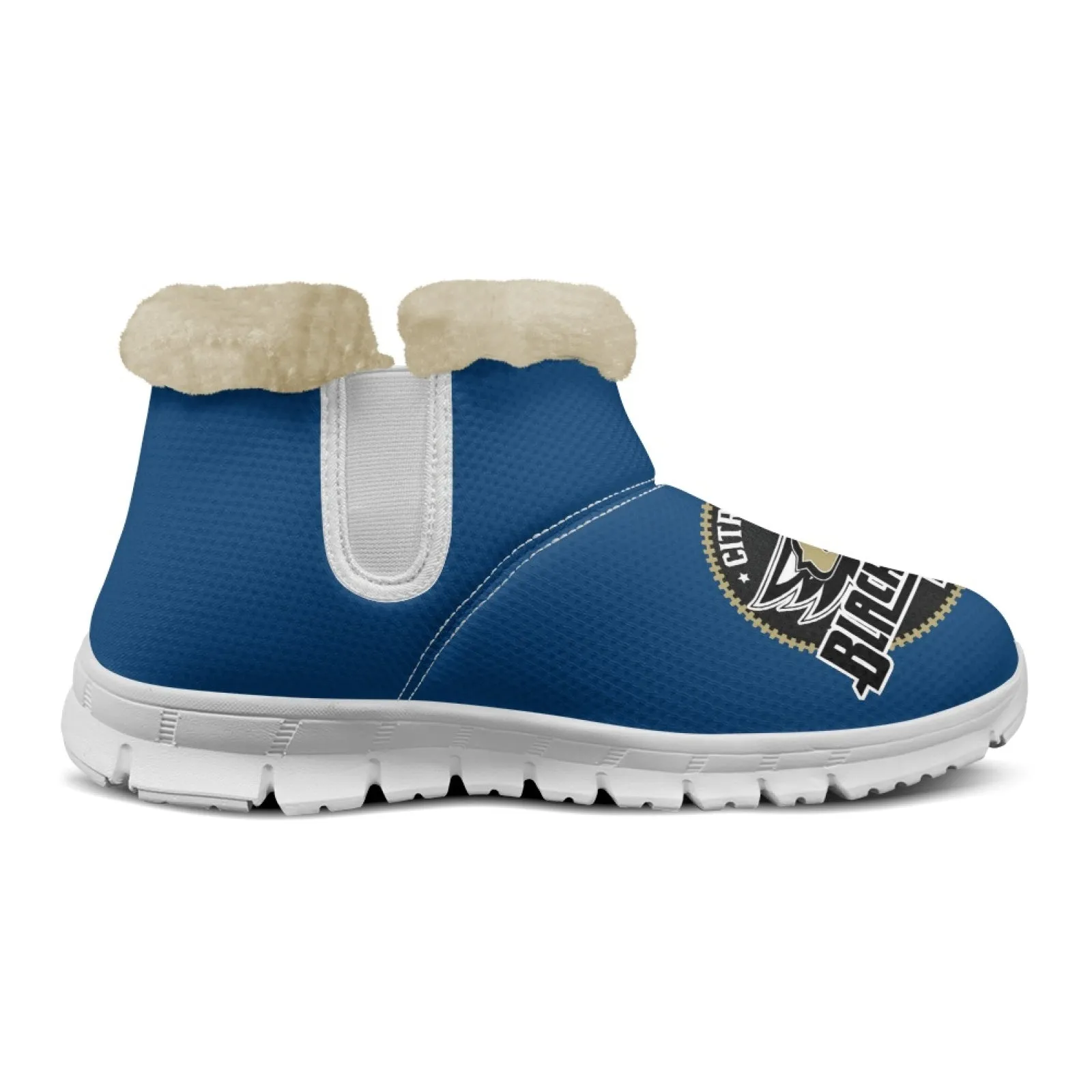 CVHS Blackhawks & CV Logo Comfy Furry Boots Dodger Blue Pink