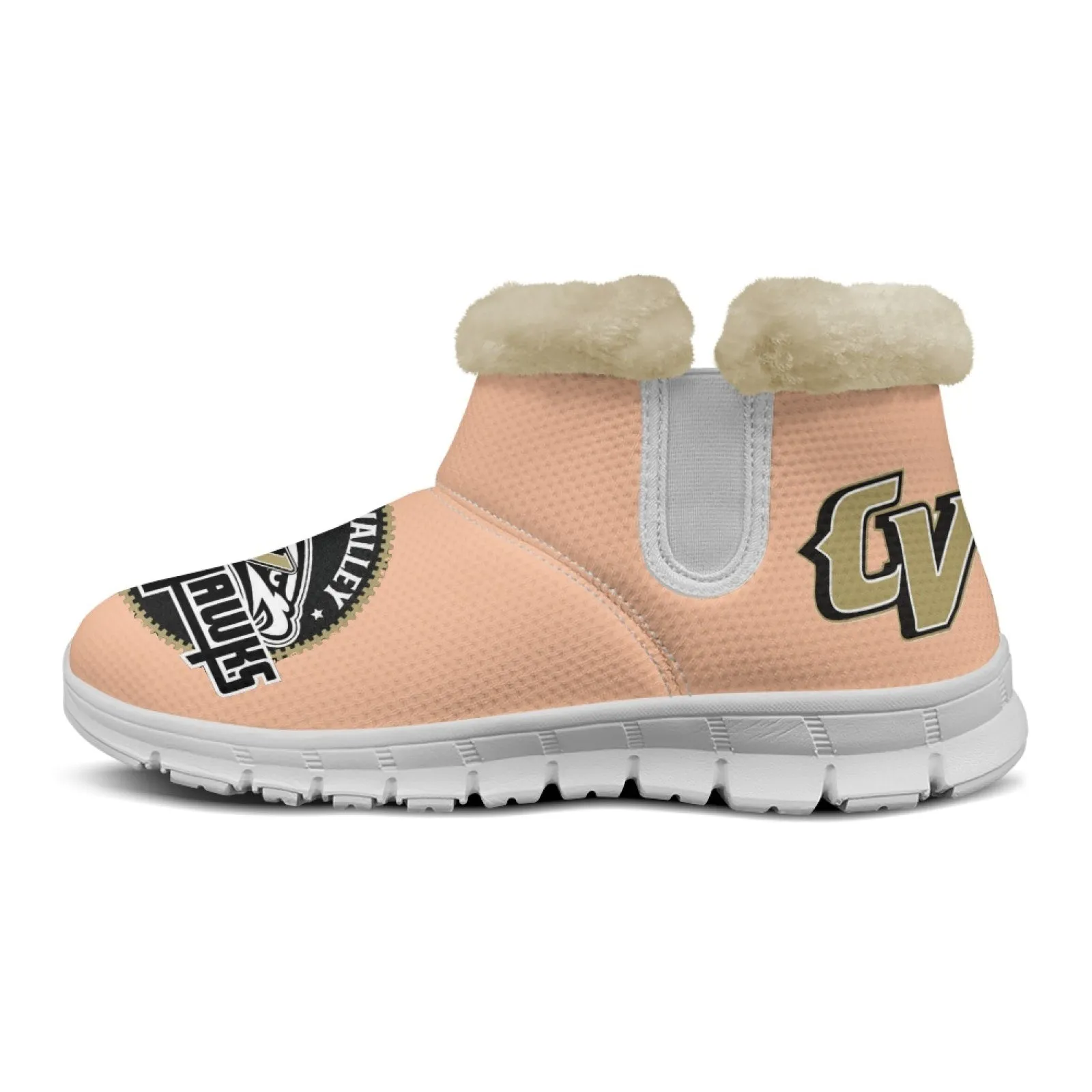 CVHS Blackhawks & CV Logo Comfy Furry Boots Dodger Blue Pink