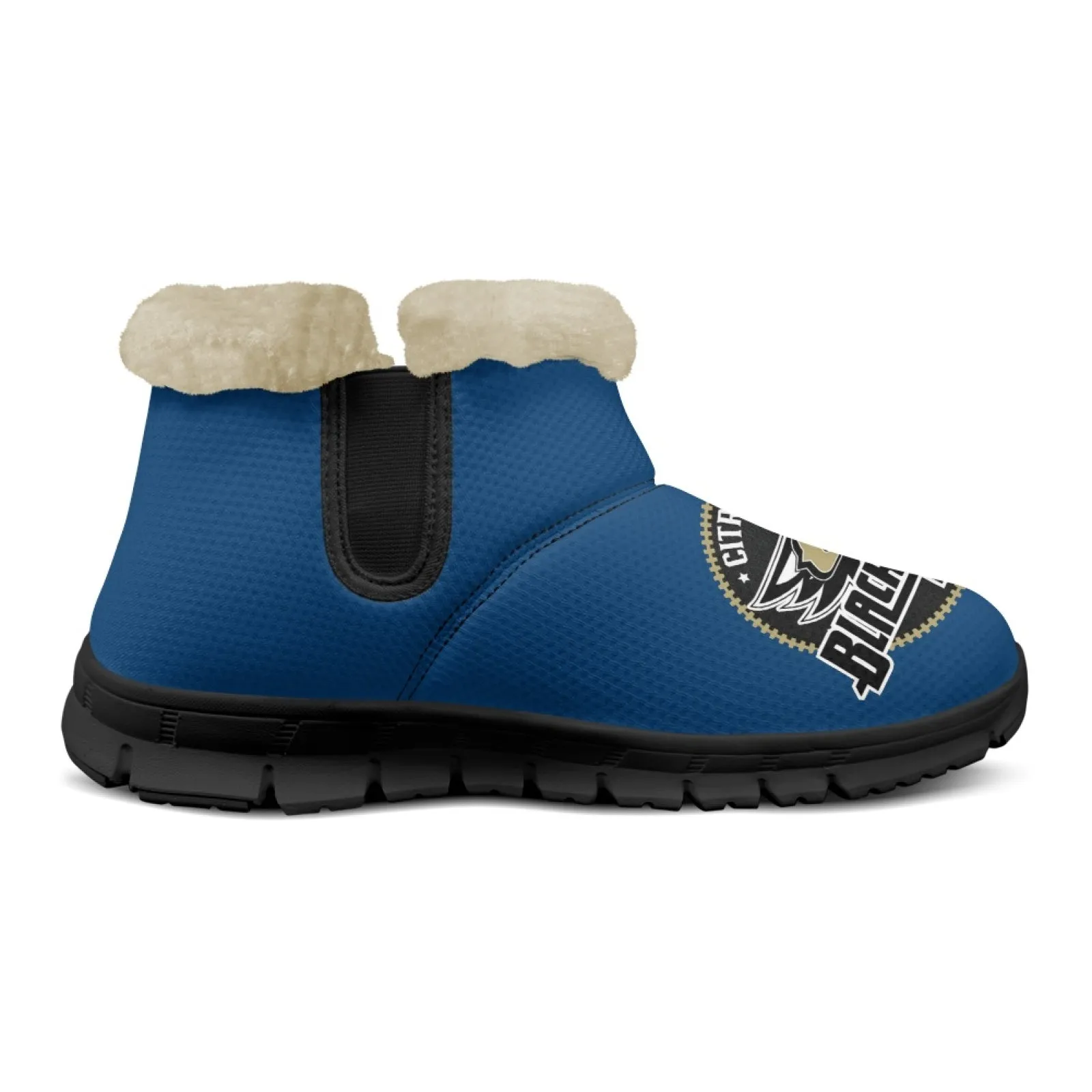 CVHS Blackhawks & CV Logo Comfy Furry Boots Dodger Blue Pink