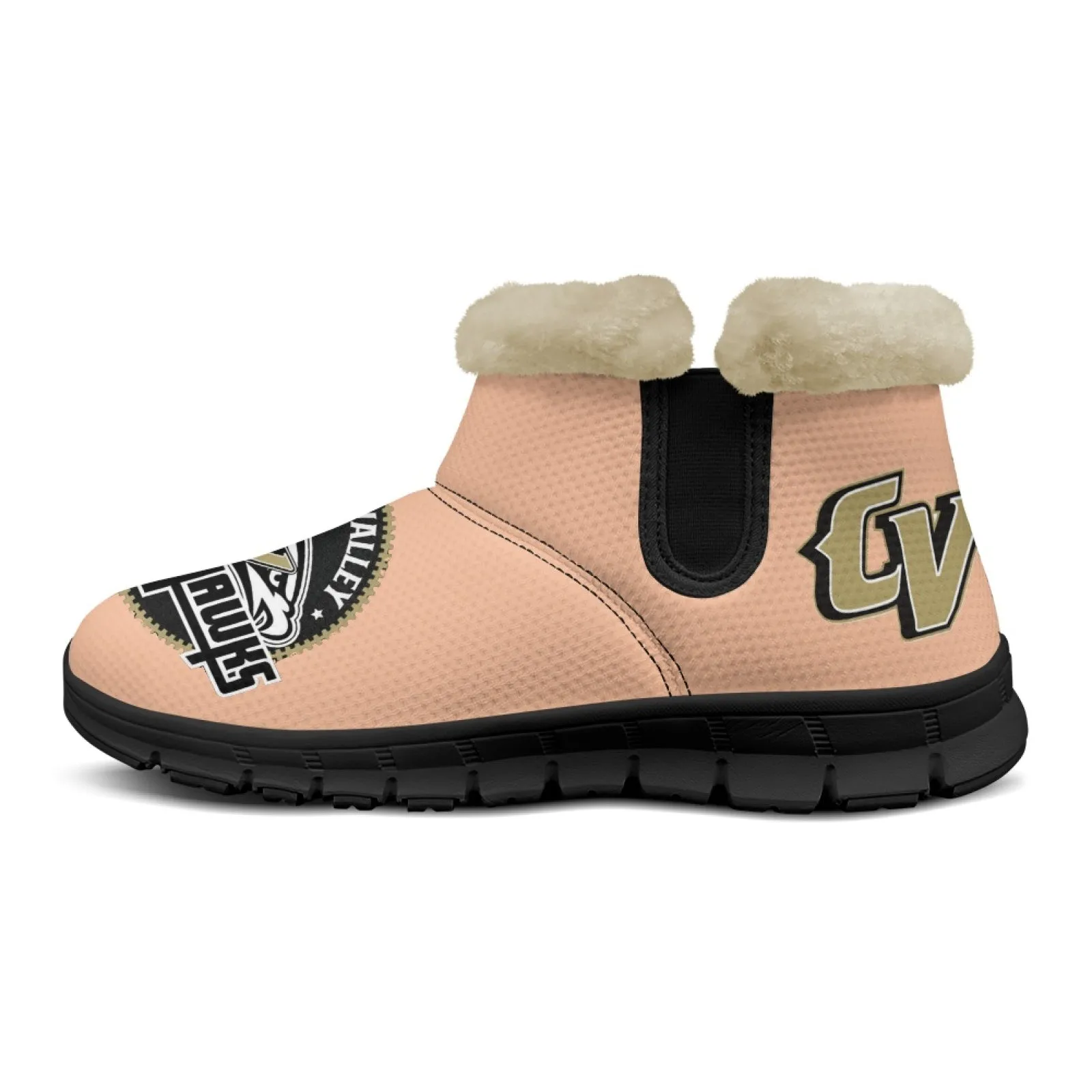 CVHS Blackhawks & CV Logo Comfy Furry Boots Dodger Blue Pink
