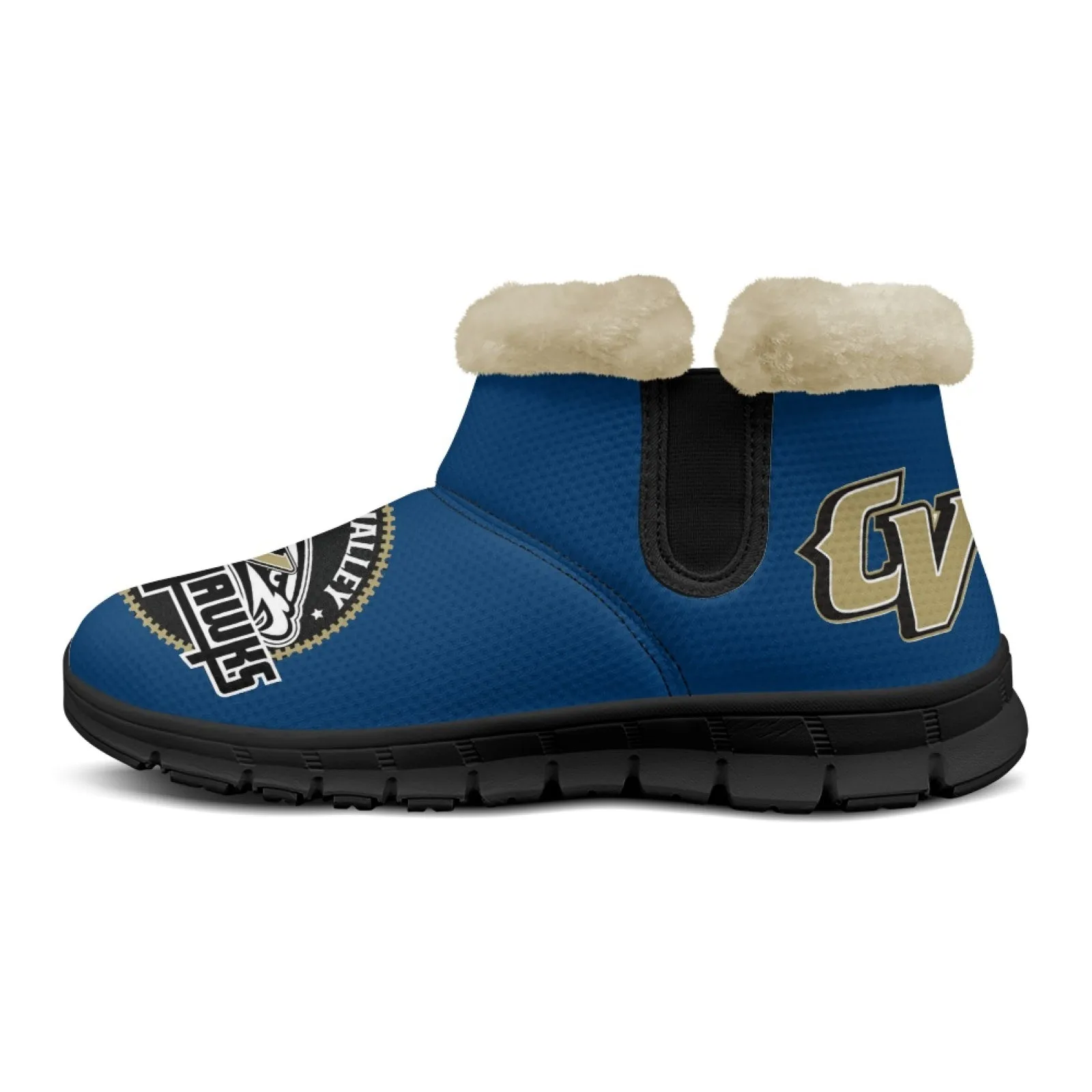 CVHS Blackhawks & CV Logo Comfy Furry Boots Dodger Blue Pink