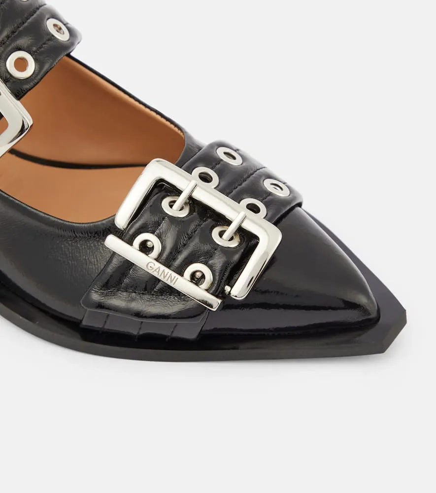 Ganni Faux-leather slingback flats
