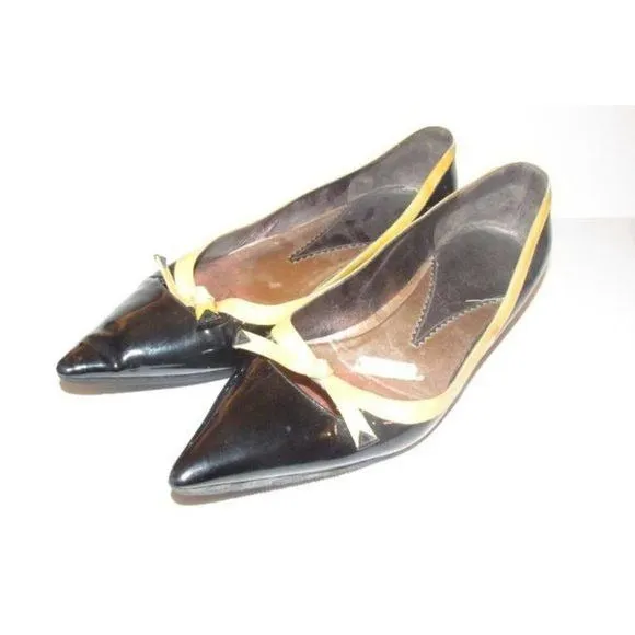 Giorgio Armani Black Yellow Bows Accent Flats