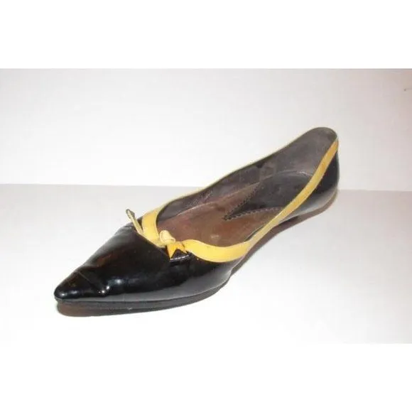 Giorgio Armani Black Yellow Bows Accent Flats