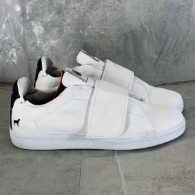 GOATS Men's White Canvas The 573 Wide-Strap Round-Toe Slip-on Sneakers SZ 8.5