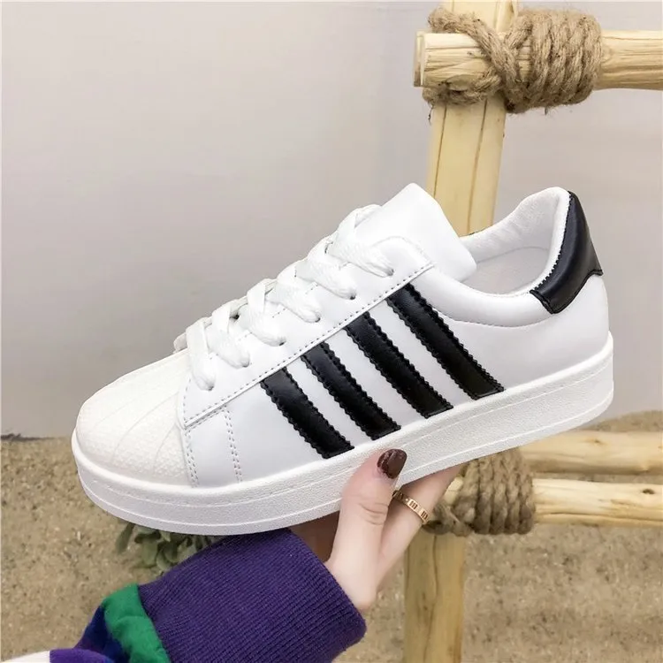 New Shell Toe Versatile Breathable Sports Leisure Thick Sole Shoes - White Sneakers