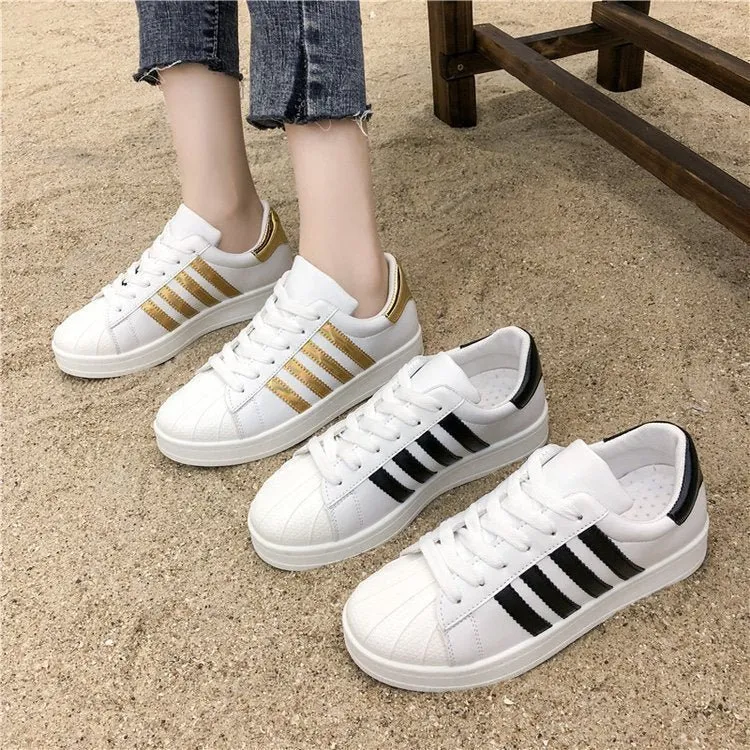 New Shell Toe Versatile Breathable Sports Leisure Thick Sole Shoes - White Sneakers