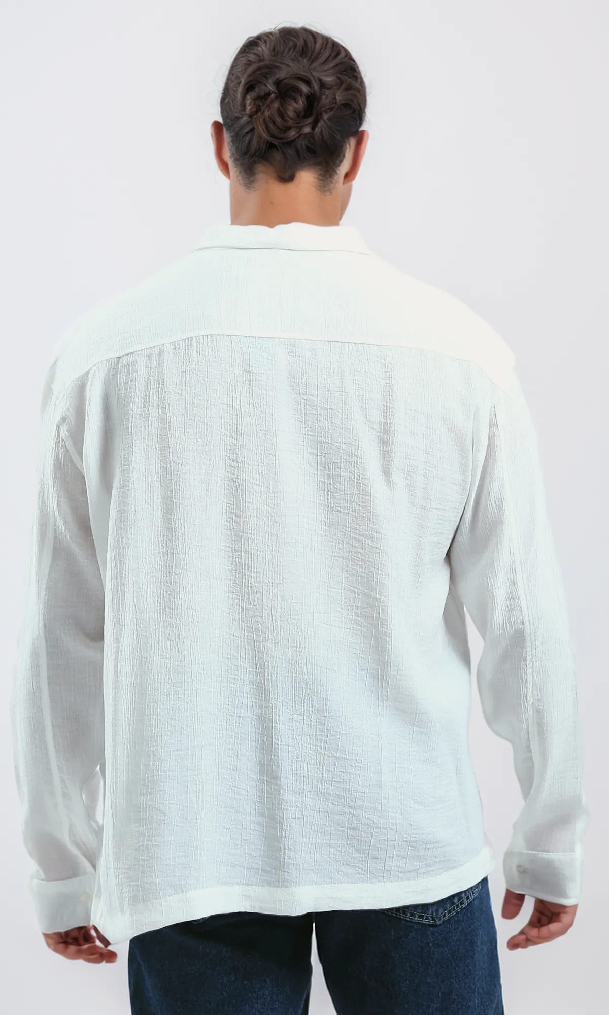 O192003 Full Buttons Regular Fit Summer White Shirt