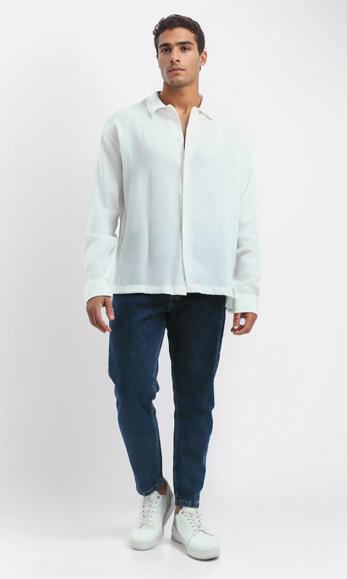 O192003 Full Buttons Regular Fit Summer White Shirt