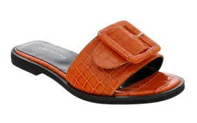 Ventutto Coral Wide Buckle Flat Leather Slide-