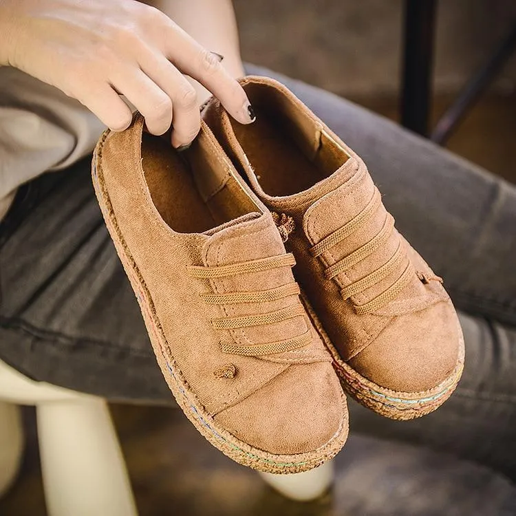 Women Casual Lace-up Flats Comfortable Round Toe Loafers Shoes