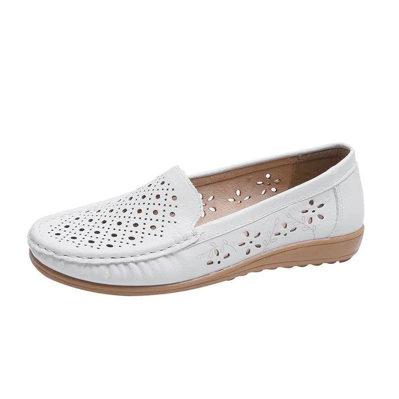 Women’s Hollow Out Loafers – Breathable Anti-Slip Wedge Flats